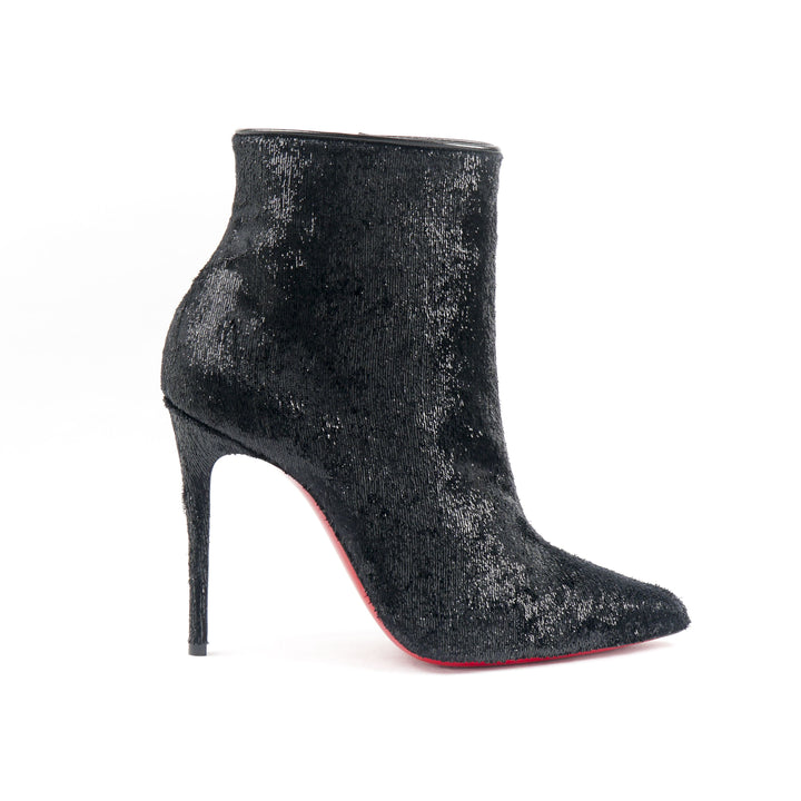 Christian Louboutin Black High-Heeled Boots with Iconic Red Sole