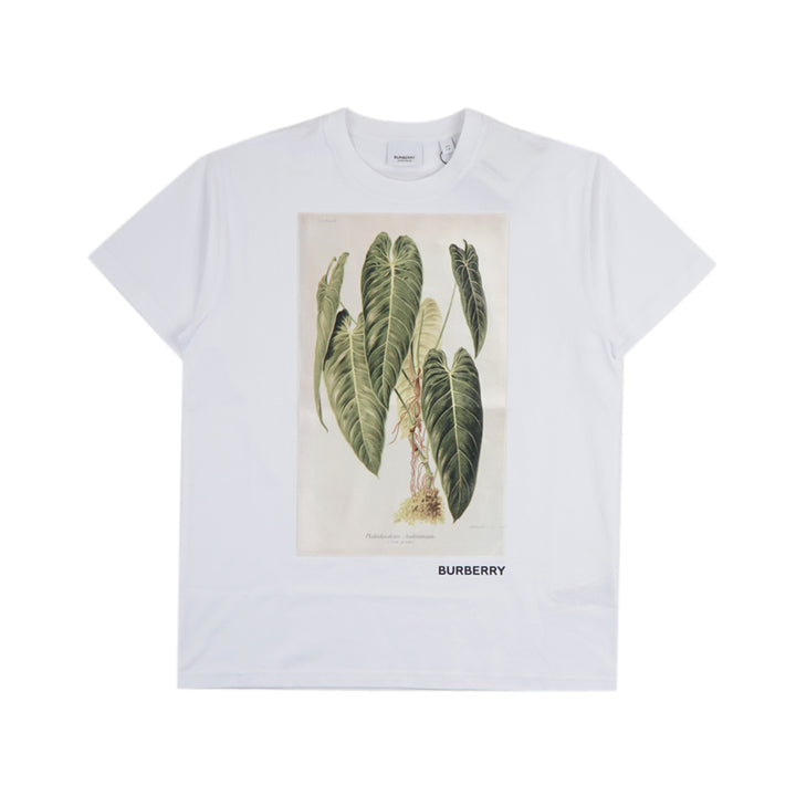 Burberry Botanical Print Cotton T-Shirt and Polo - White-Multi