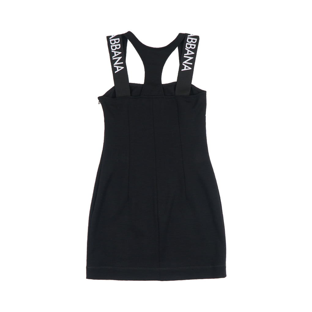 Dolce & Gabbana Black Dress with Bold Branded Straps