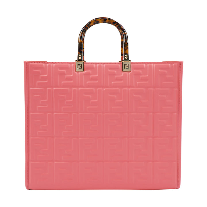 Fendi Coral Embossed Bag with Tortoiseshell-effect Handles - Made in Italy