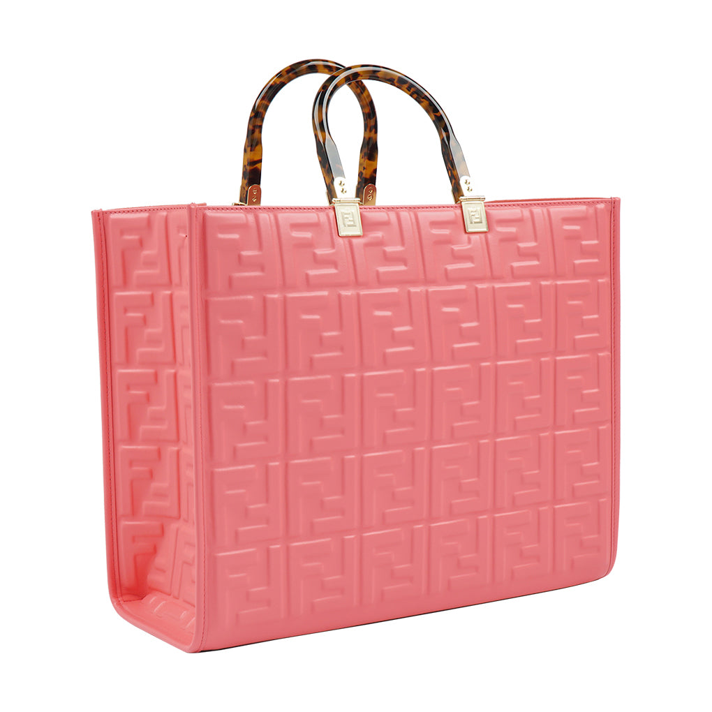 Fendi Coral Embossed Bag with Tortoiseshell-effect Handles - Made in Italy