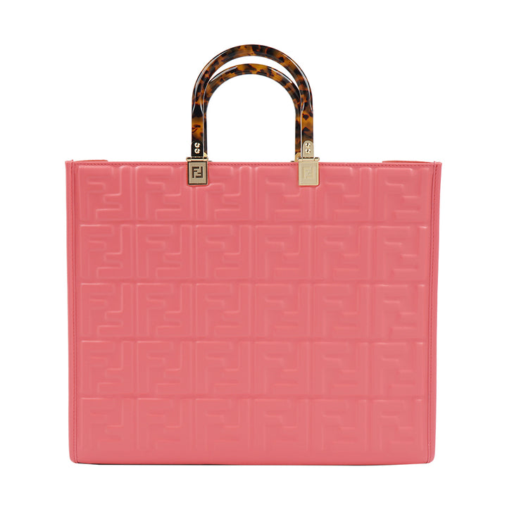 Fendi Coral Embossed Bag with Tortoiseshell-effect Handles - Made in Italy