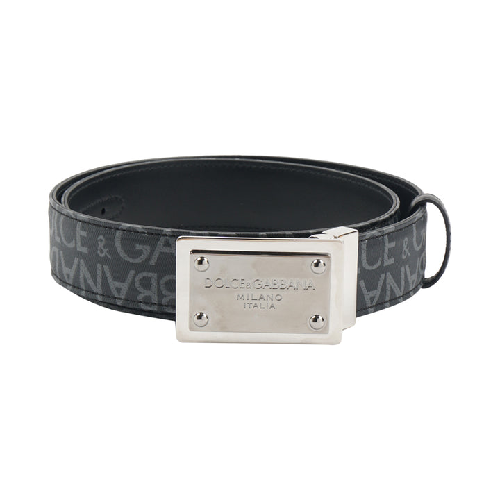 Dolce & Gabbana Black Leather Belt with Silver Buckle - Made in Italy