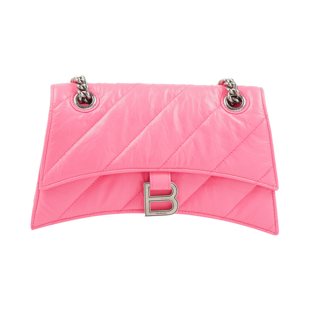 Balenciaga Fuchsia-Silver Quilted Designer Bag with Silver Hardware