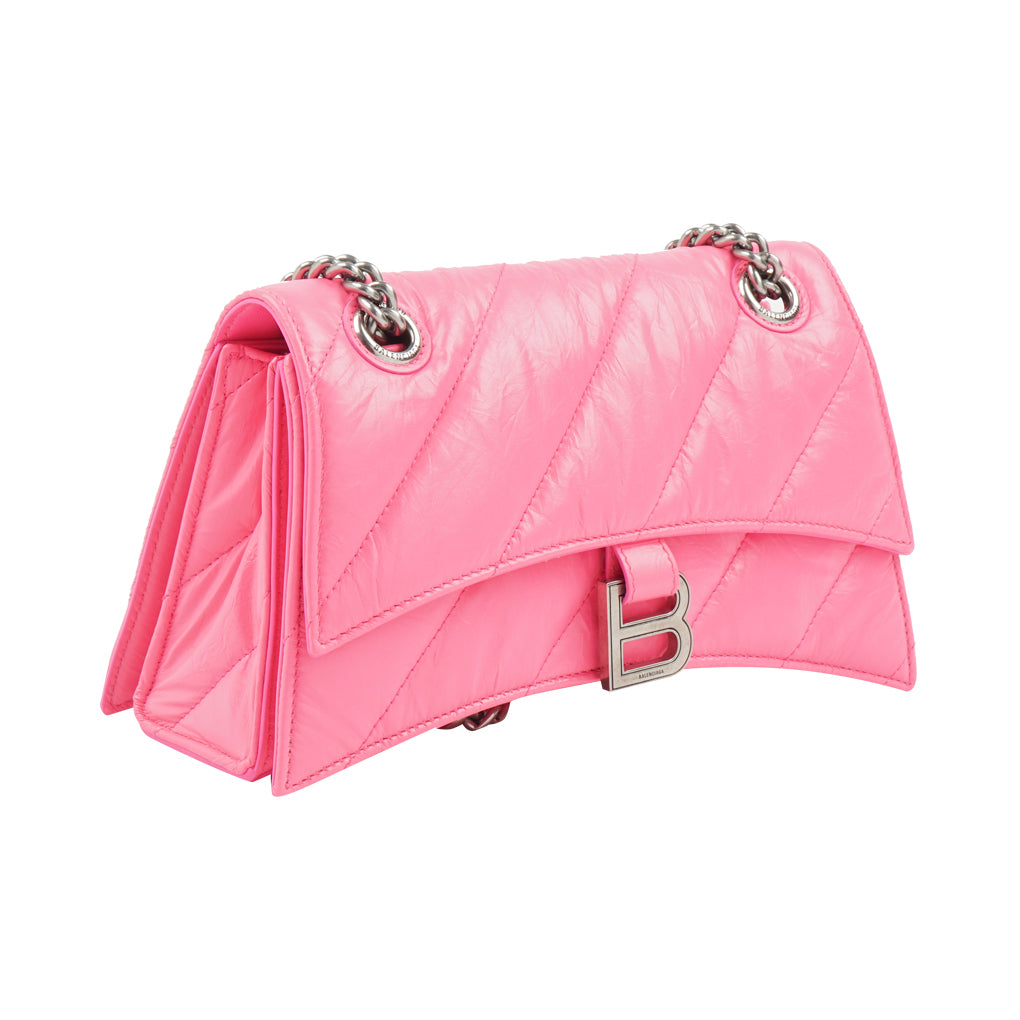 Balenciaga Fuchsia-Silver Quilted Designer Bag with Silver Hardware