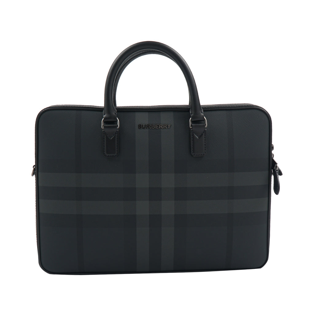 Burberry Bags - Sophisticated Leather Bag in Charcoal with Iconic Check Pattern