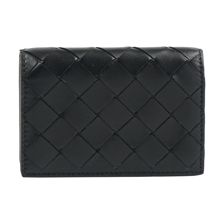 Bottega Veneta Black Leather Wallet with Iconic Intrecciato Design