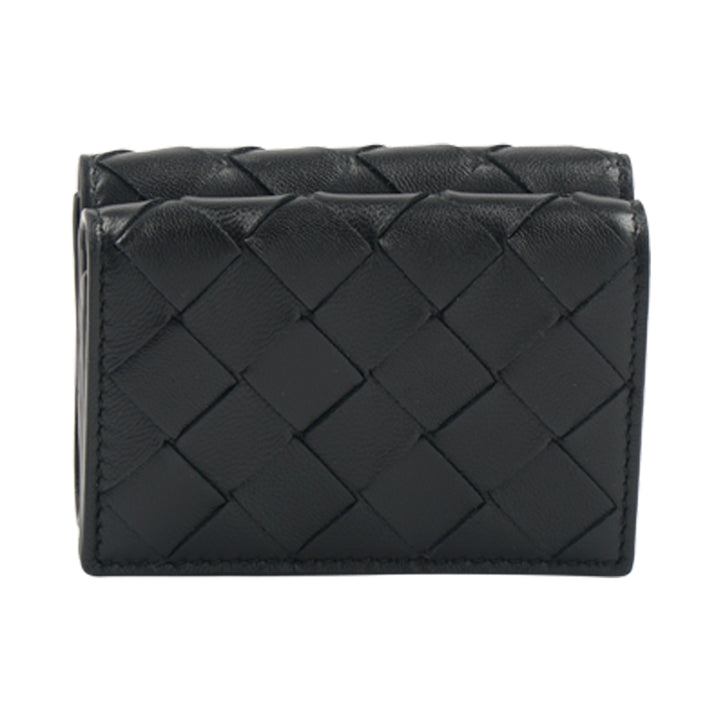 Bottega Veneta Black Intrecciato Woven Wallet - Made in Italy