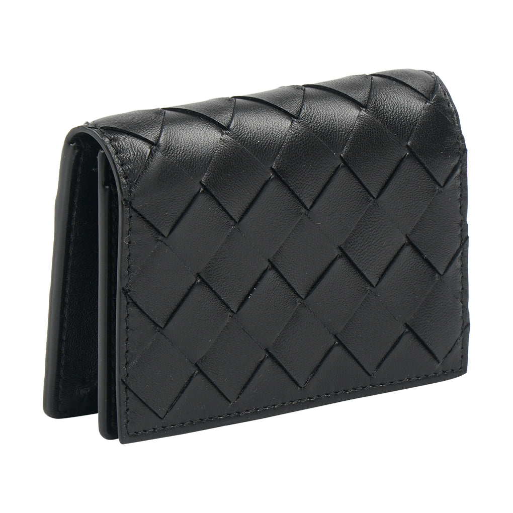 Bottega Veneta Black Leather Wallet with Iconic Intrecciato Design