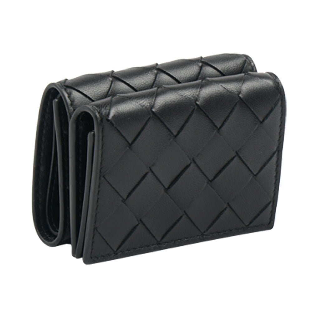 Bottega Veneta Black Intrecciato Woven Wallet - Made in Italy