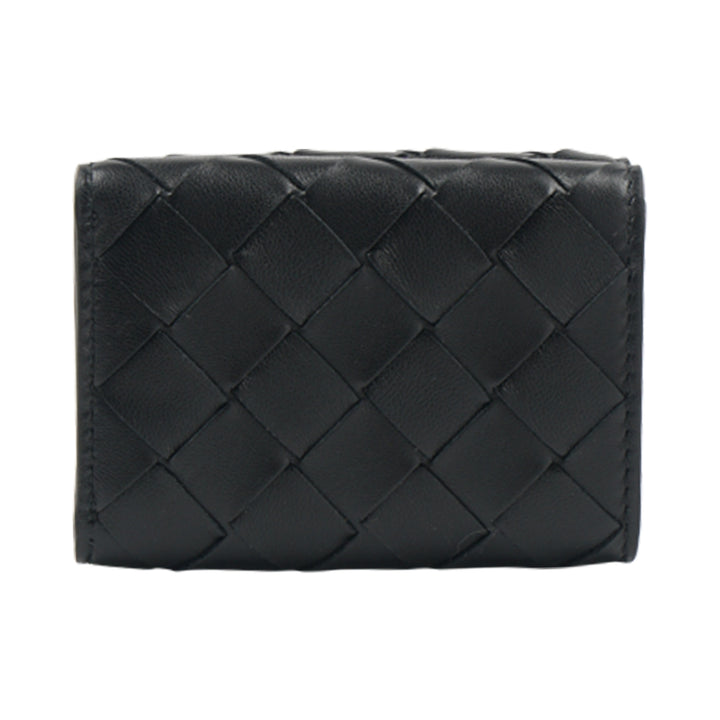 Bottega Veneta Black Intrecciato Woven Wallet - Made in Italy