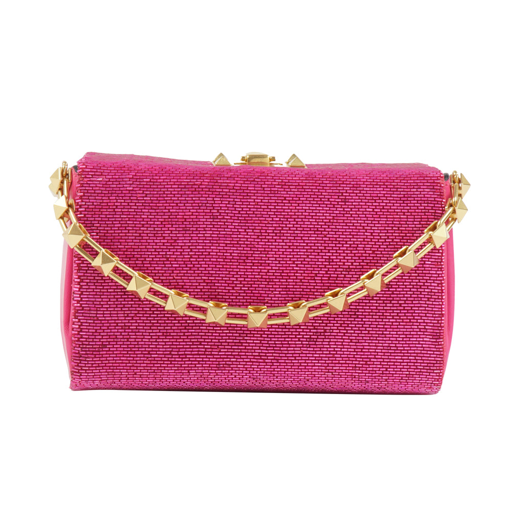 Valentino Bags Fuchsia Handbag with Gold Hardware - Made in Italy