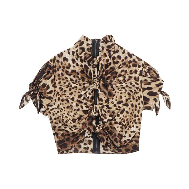 Dolce & Gabbana Brown Shirt with Animal Print Design - Made in Italy