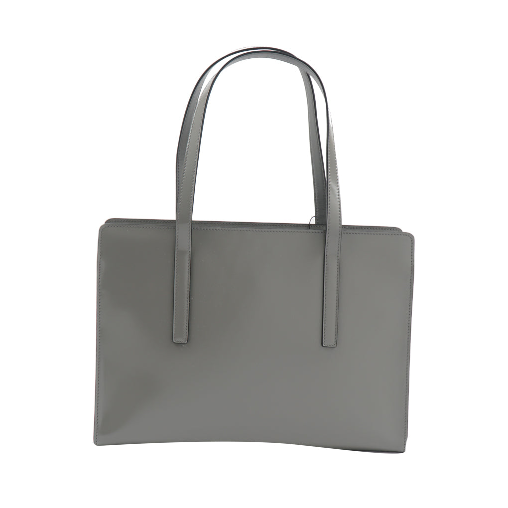 Prada Grey Leather Bag with Spacious Interior and Double Straps