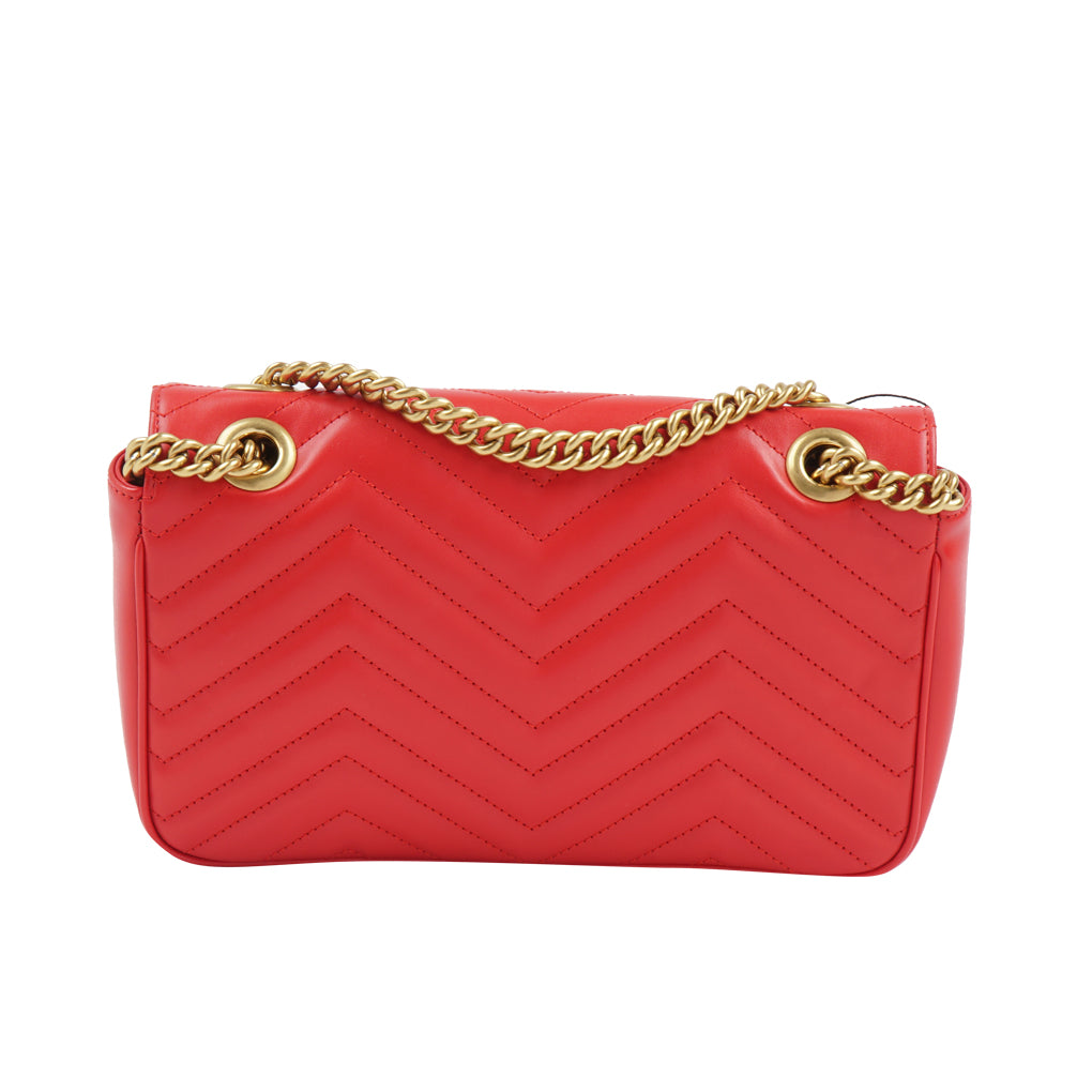 Gucci Bags Red-Gold Quilted Luxury Handbag with GG Logo