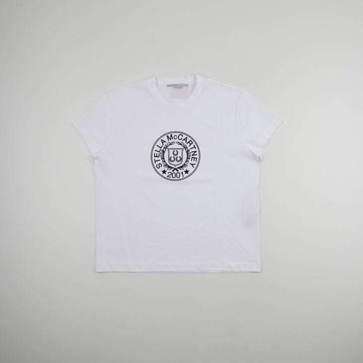 STELLA McCARTNEY Organic Cotton T-Shirt in White with Logo Print