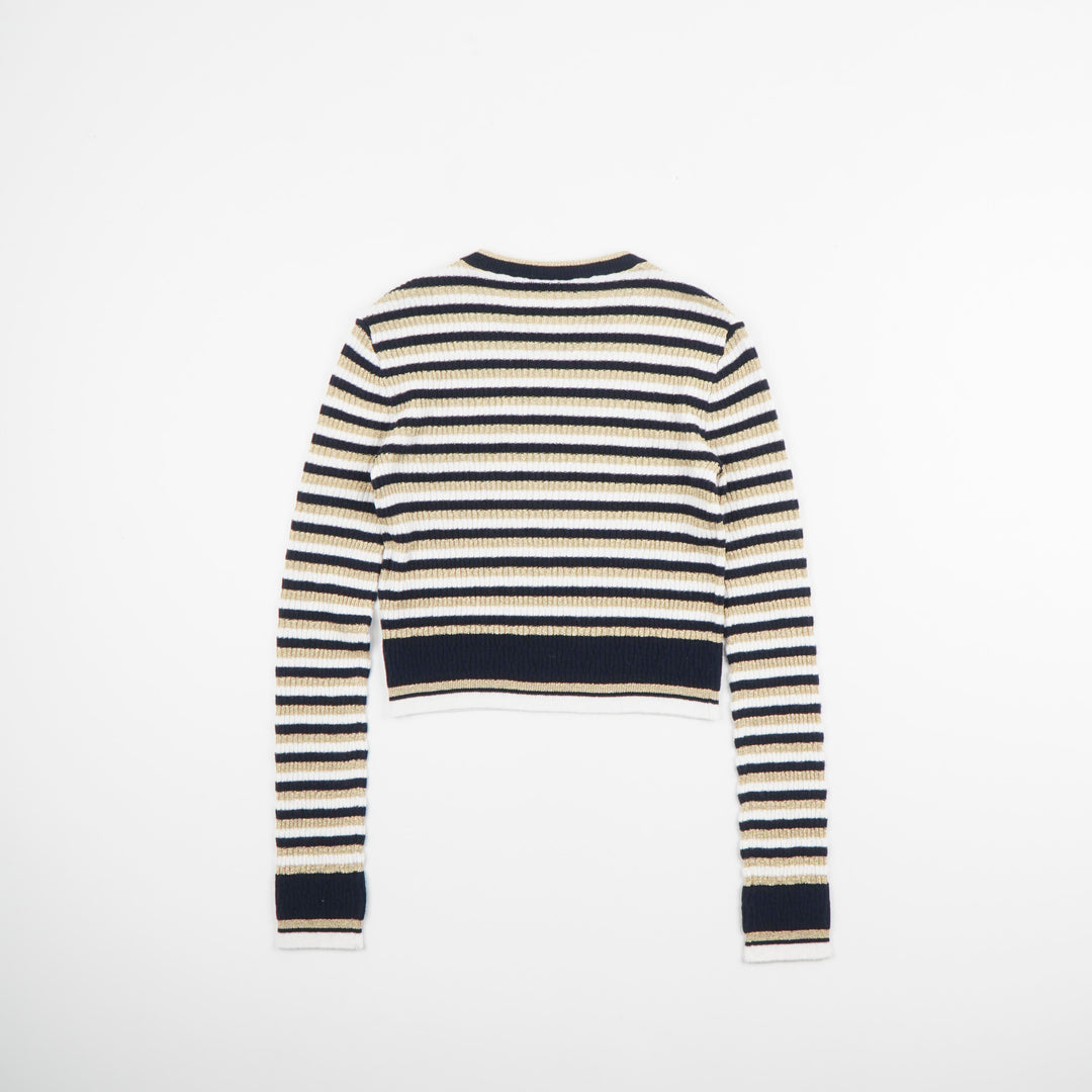 VALENTINO Striped Knit Sweater in Gold-Multi - Made in Italy