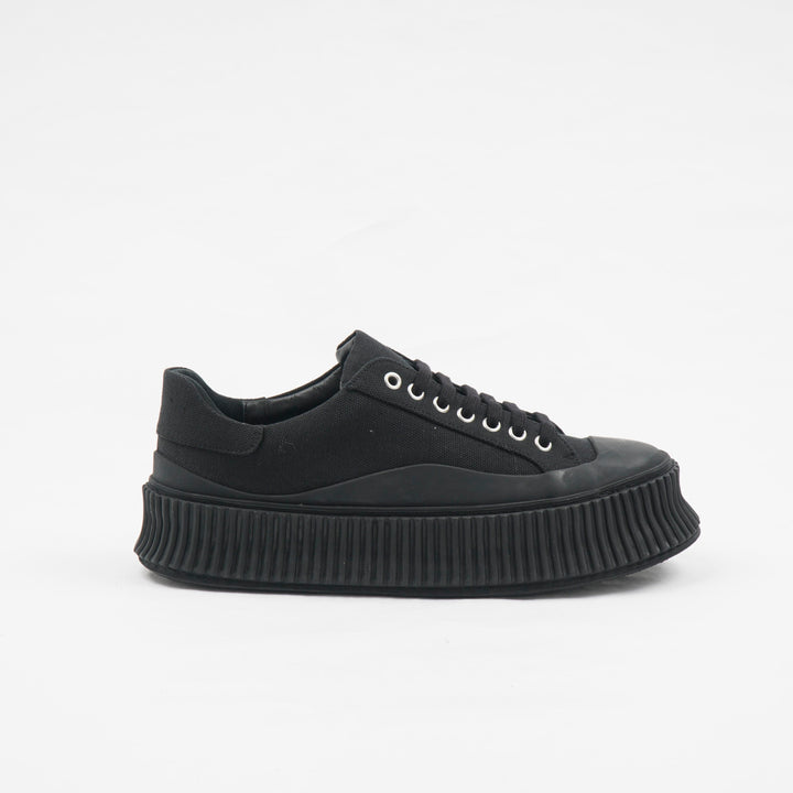 Sneakers con plateau in tela nera da donna JIL SANDER