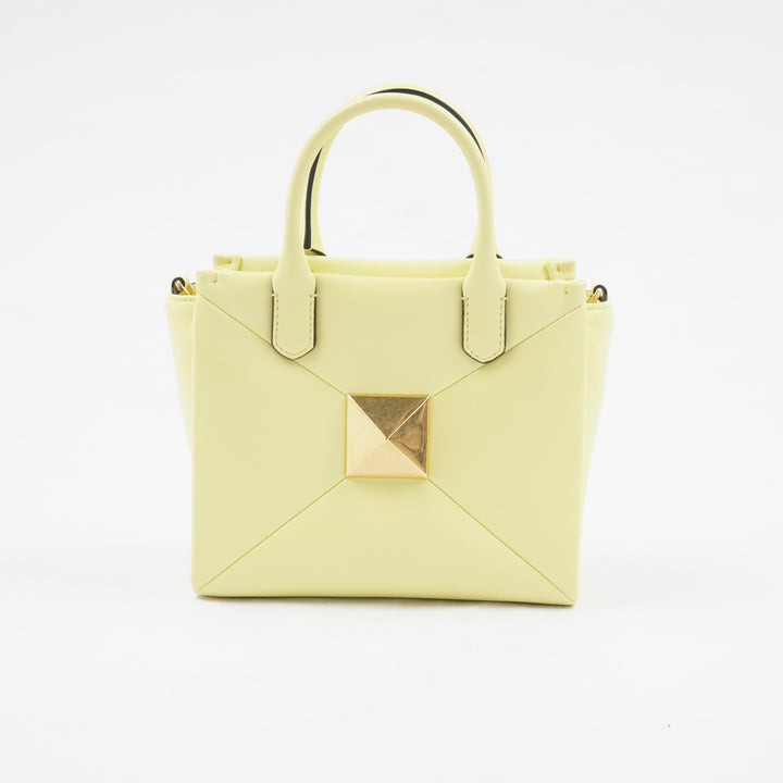 VALENTINO Luxury Yellow-Gold Handbag with Gold-Toned Stud Details Made in Italy