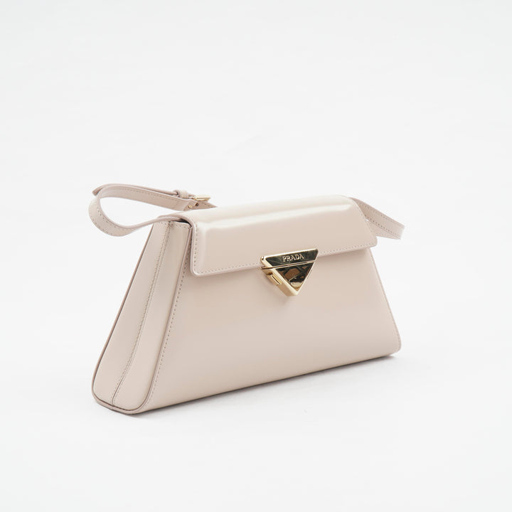 Prada Nude Leather Handbag with Gold-Tone Accents