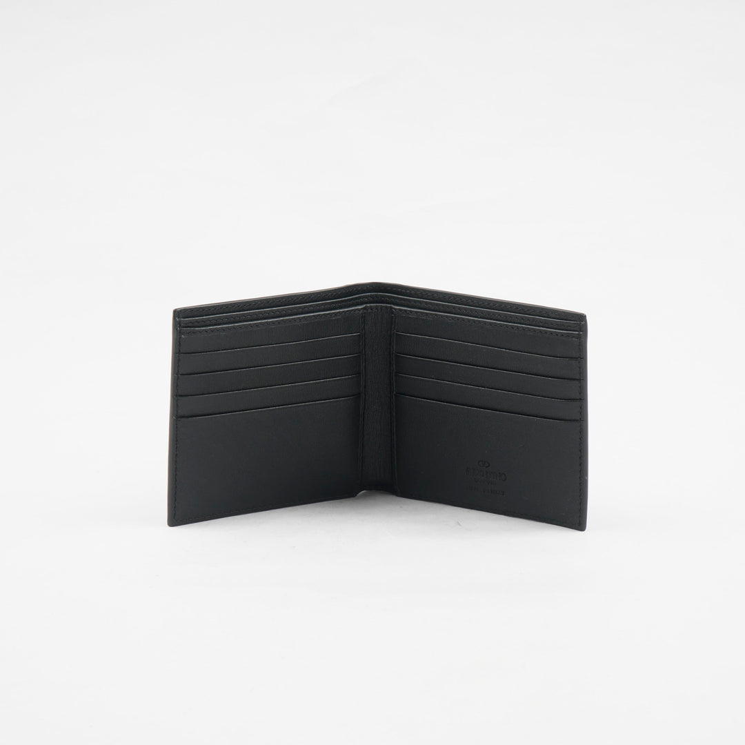 VALENTINO Nero Leather Wallet with Rockstud Detailing, Made in Italy