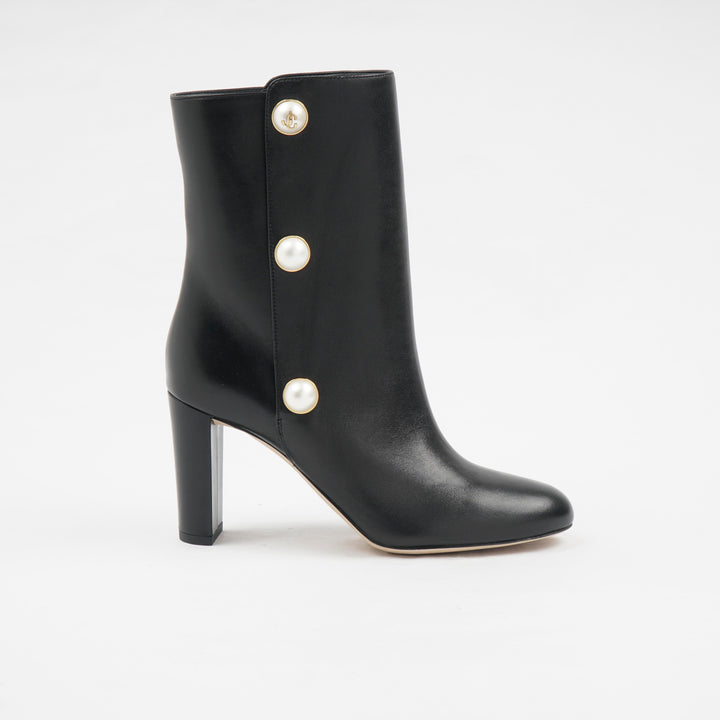 JIMMY CHOO Women's Ankle Boots with Pearl Button Details - Made in Italy