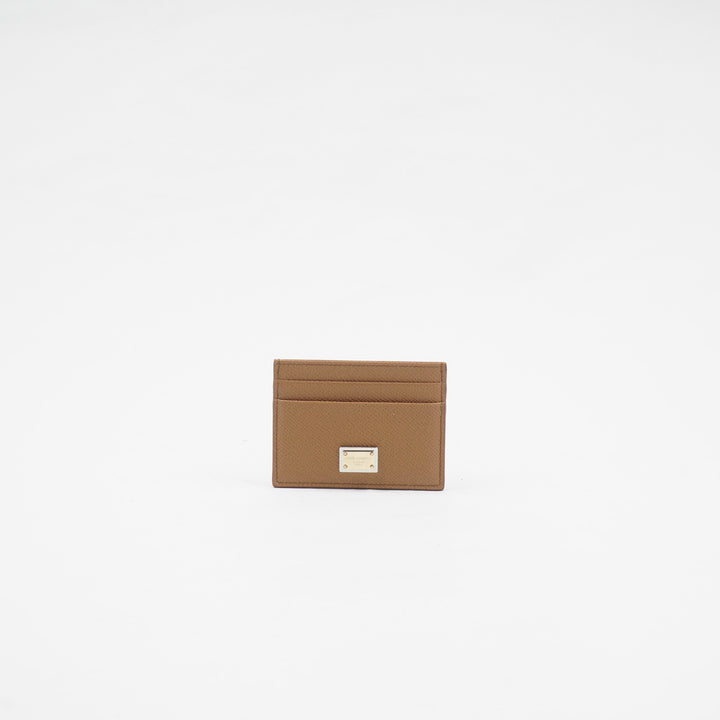 Dolce & Gabbana Brown-Gold Italian Leather Card Holder