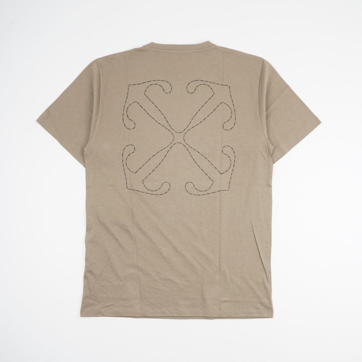 OFF-WHITE Beige Cotton T-Shirt with Logo for Urban Style