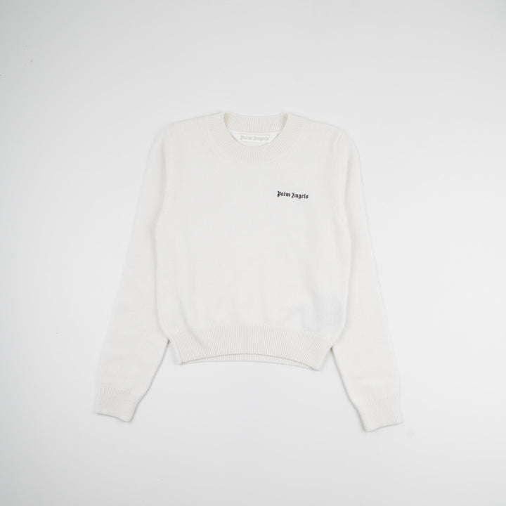 Palm Angels White Logo Embroidered Sweater