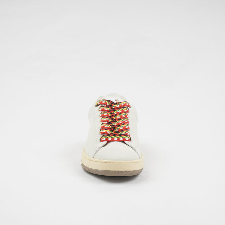 LANVIN Beige-Multi Sneakers with Colorful Laces and Embossed Logo