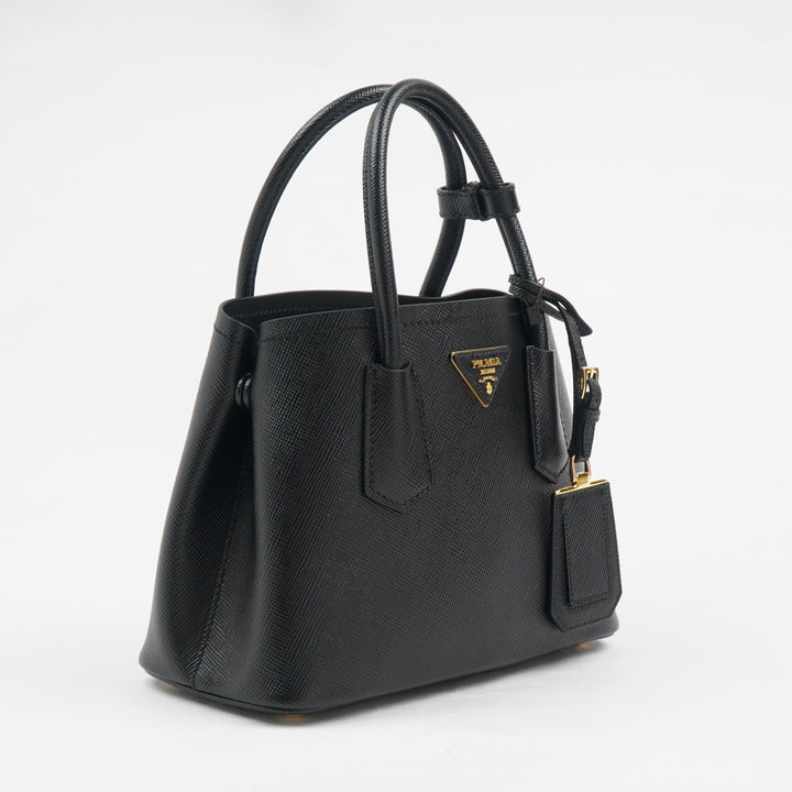 Prada Black Handbag - Luxurious Design with Gold Accents