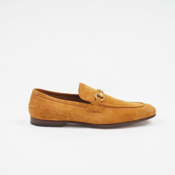 Gucci Men's Suede Joordan Loafers with Gold Horsebit Detail