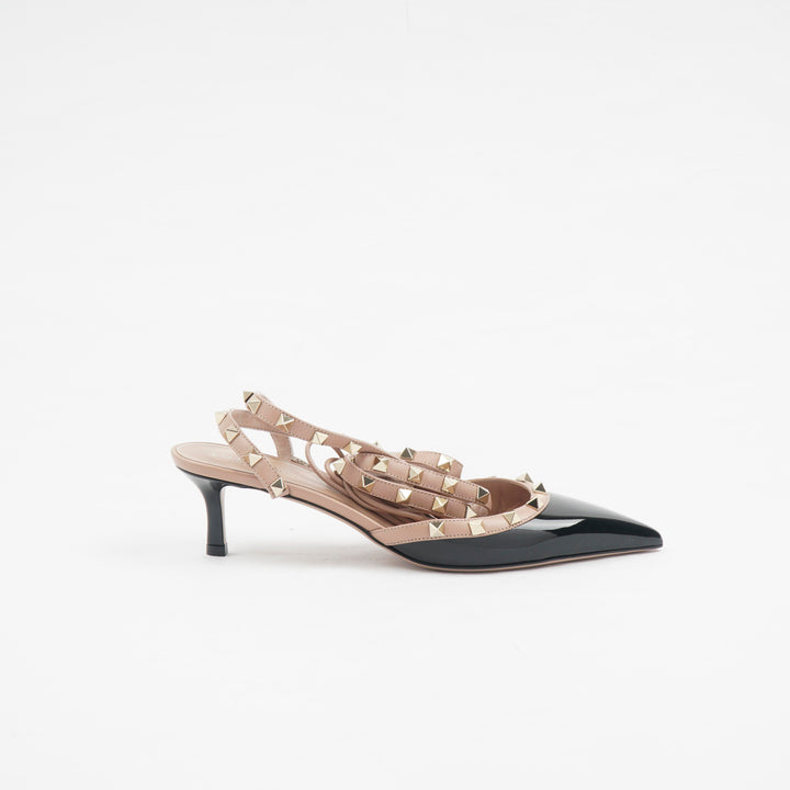 Valentino Women's Black-Poudre Studded Heels - Made in Italy