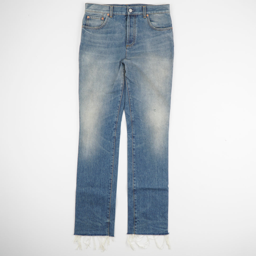 GUCCI Denim Jeans - Classic Straight-Leg with Frayed Hem Made in Italy