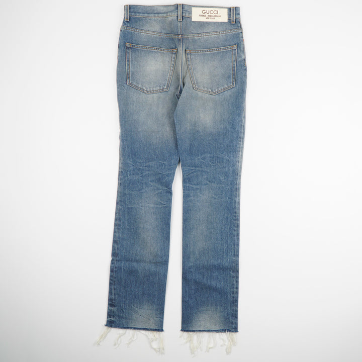 GUCCI Denim Jeans - Classic Straight-Leg with Frayed Hem Made in Italy