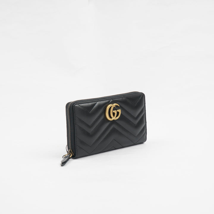 Gucci Black-Gold Quilted Wallet with Iconic Double G Logo