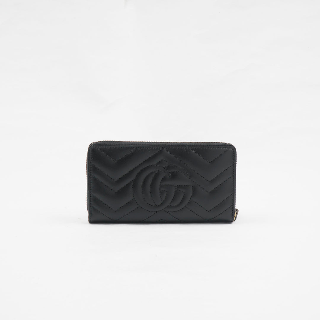 Gucci Black-Gold Quilted Wallet with Iconic Double G Logo