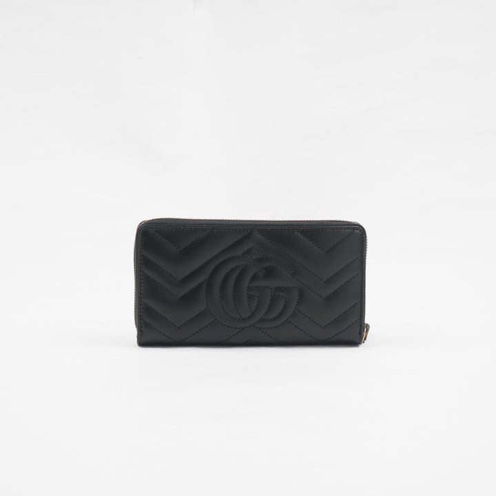 Gucci Black-Gold Quilted Wallet with Iconic Double G Logo