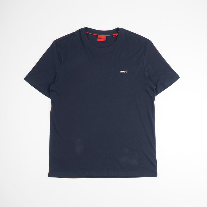 HUGO BOSS Classic Navy-White Cotton T-Shirt with Subtle Logo Detail