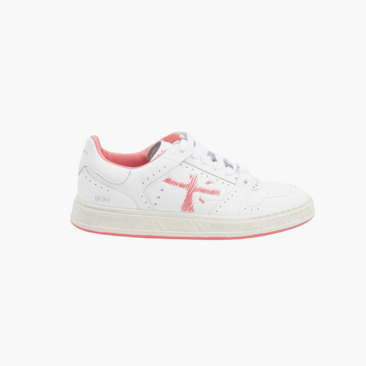 PREMIATA White-Pink Leather Sneakers with Red Accents