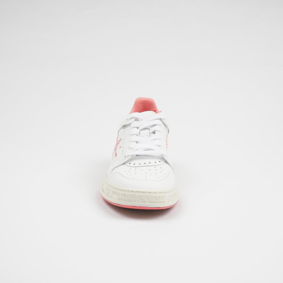 PREMIATA White-Pink Leather Sneakers with Red Accents