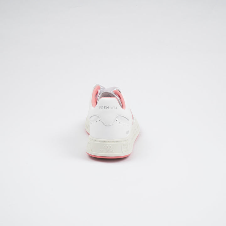 PREMIATA White-Pink Leather Sneakers with Red Accents