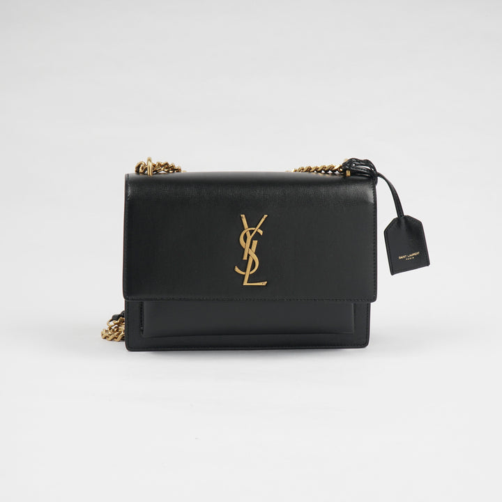 SAINT LAURENT Black-Gold Designer Handbag