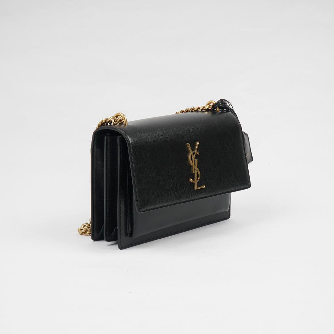 SAINT LAURENT Black-Gold Designer Handbag