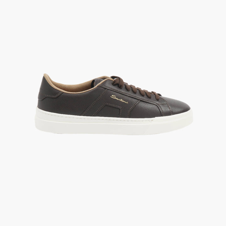 Santoni Dark Brown Leather Sneakers