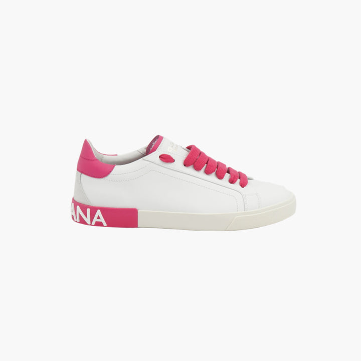 Dolce &amp; Gabbana Sneakers in pizzo bianco-fucsia