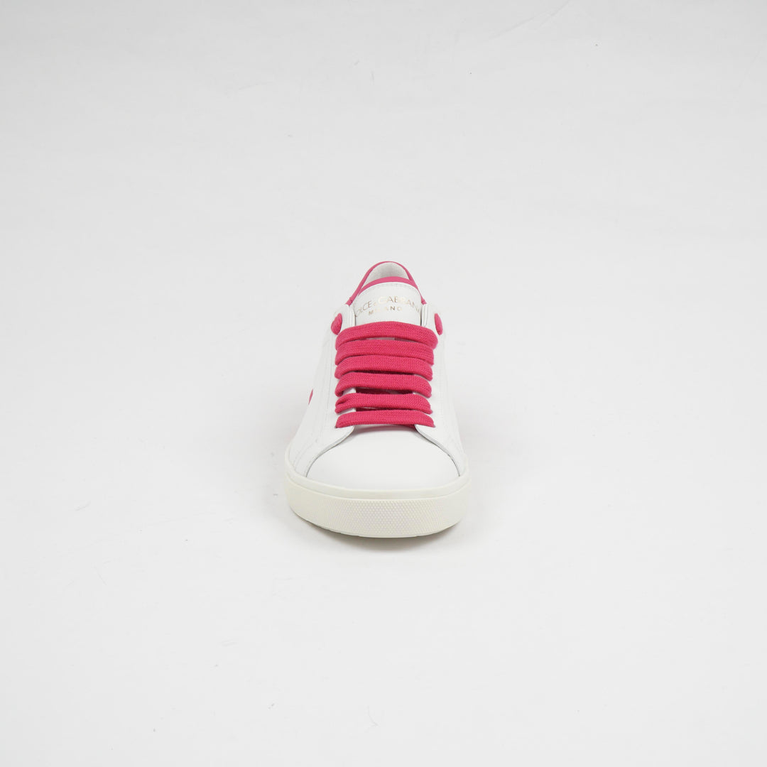 Dolce &amp; Gabbana Sneakers in pizzo bianco-fucsia