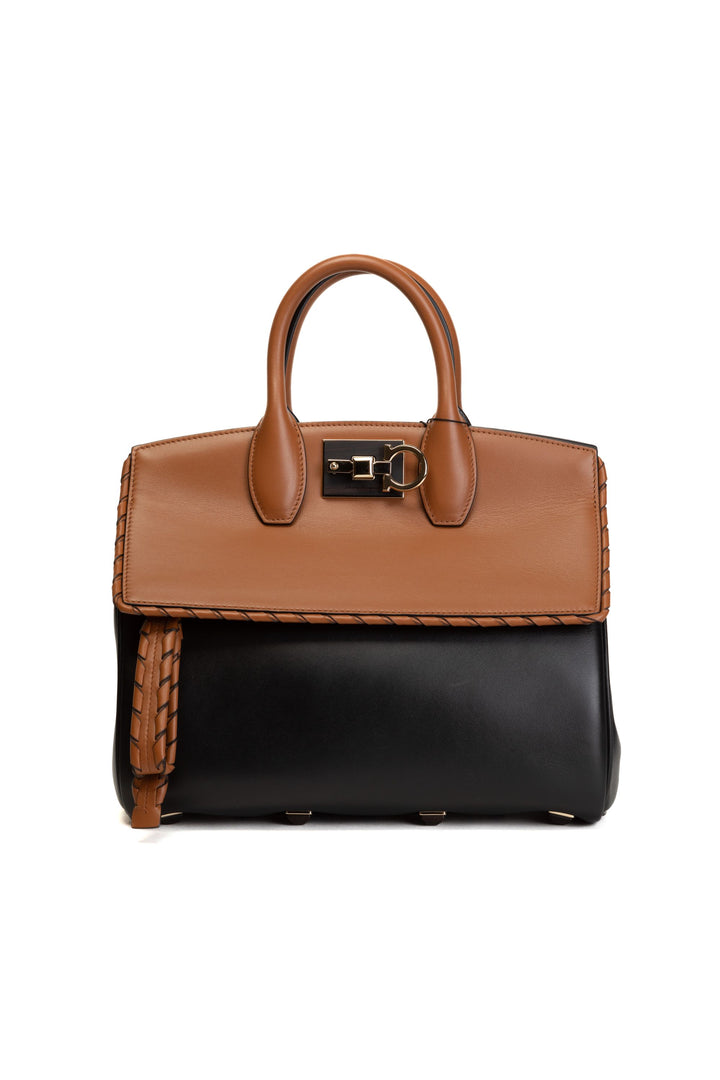 Salvatore Ferragamo Elegant Two-Tone Leather Bag - Black-Brown