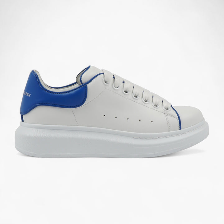 Alexander McQueen White-Blue Leather Sneakers with Oversized Sole