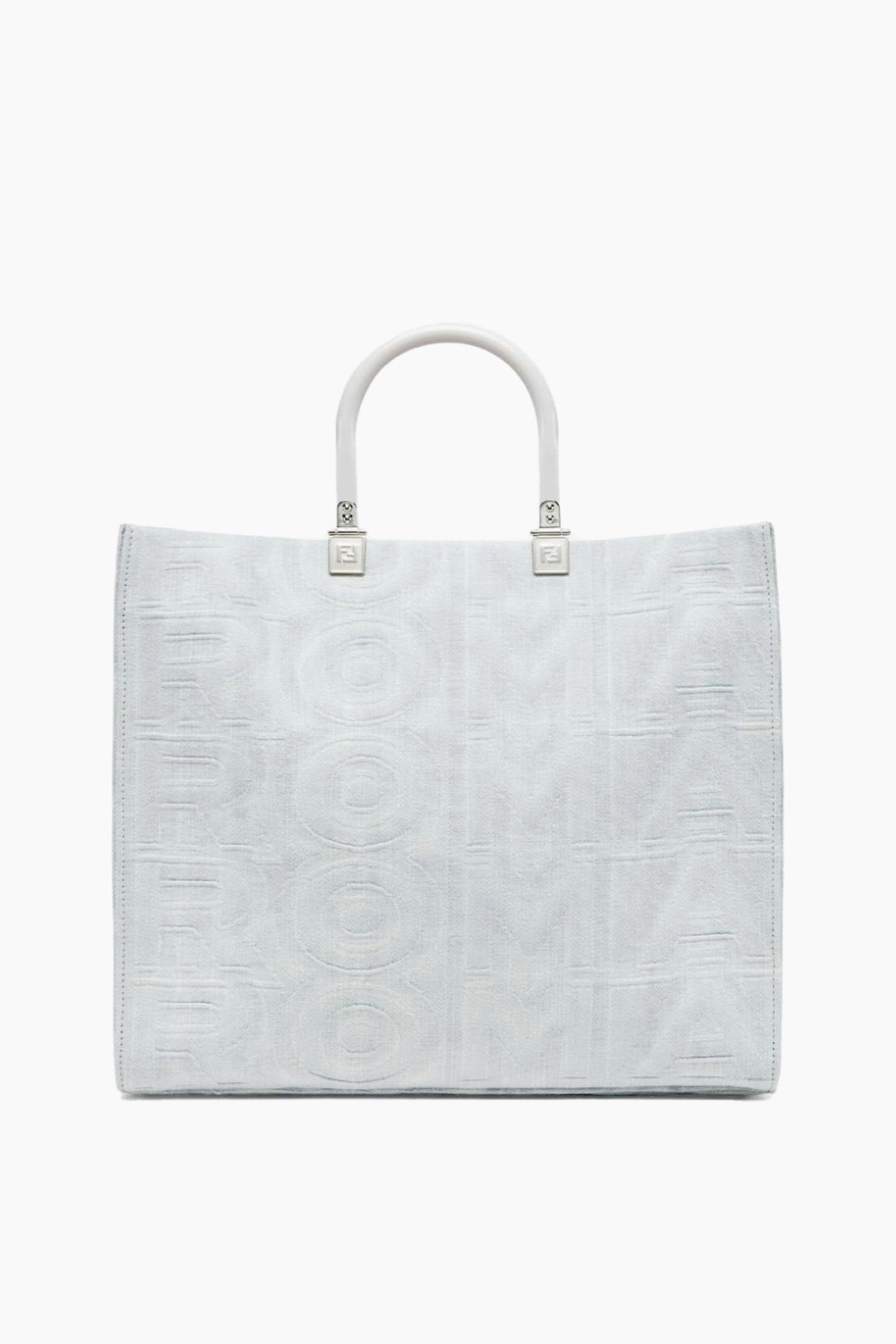 Fendi Sunshine Medium White Denim Shopper Bag